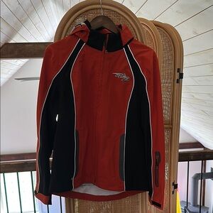 Red and Black Hooded rain Jacket